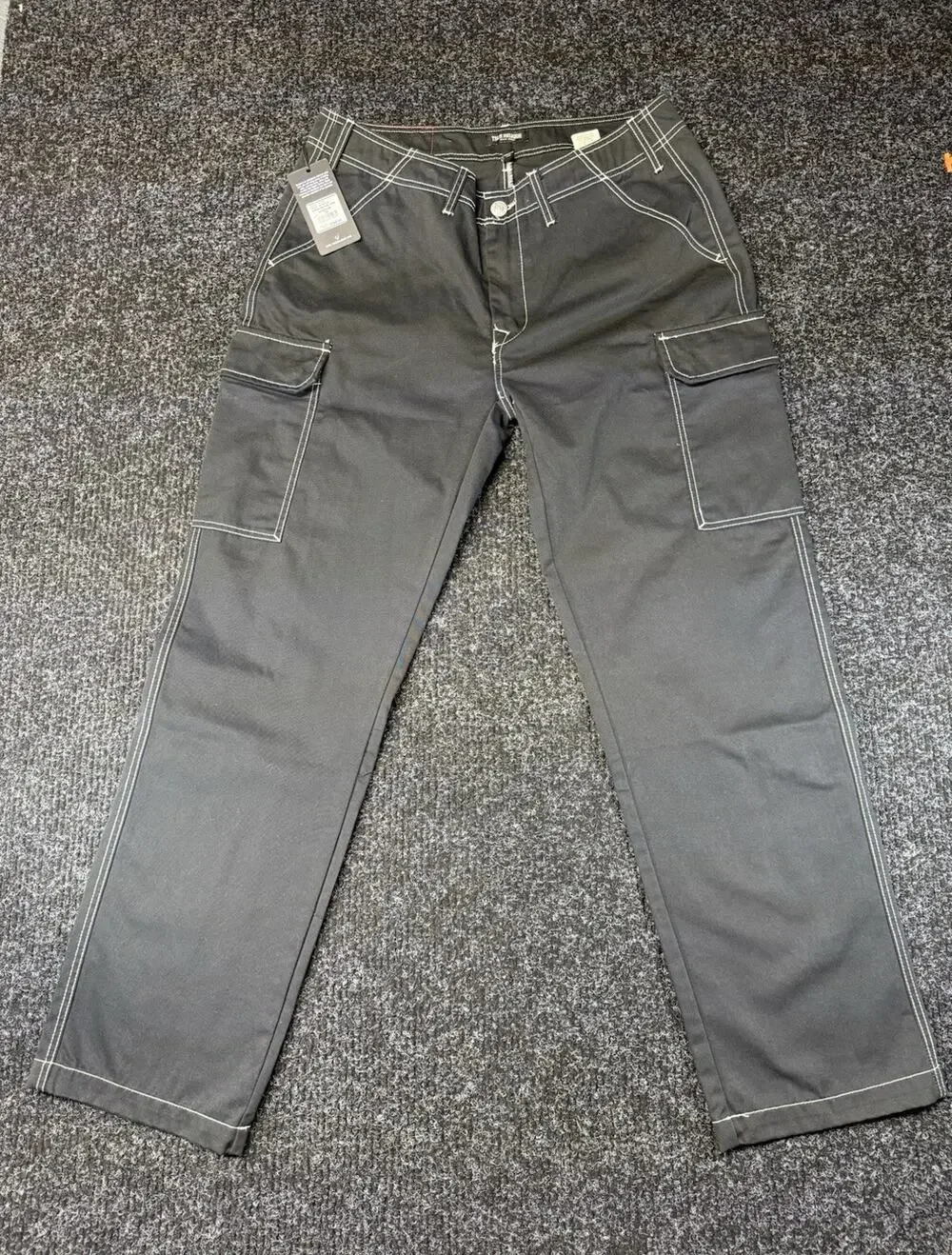 True Religion Men's Black Twill Cargo Pants 34